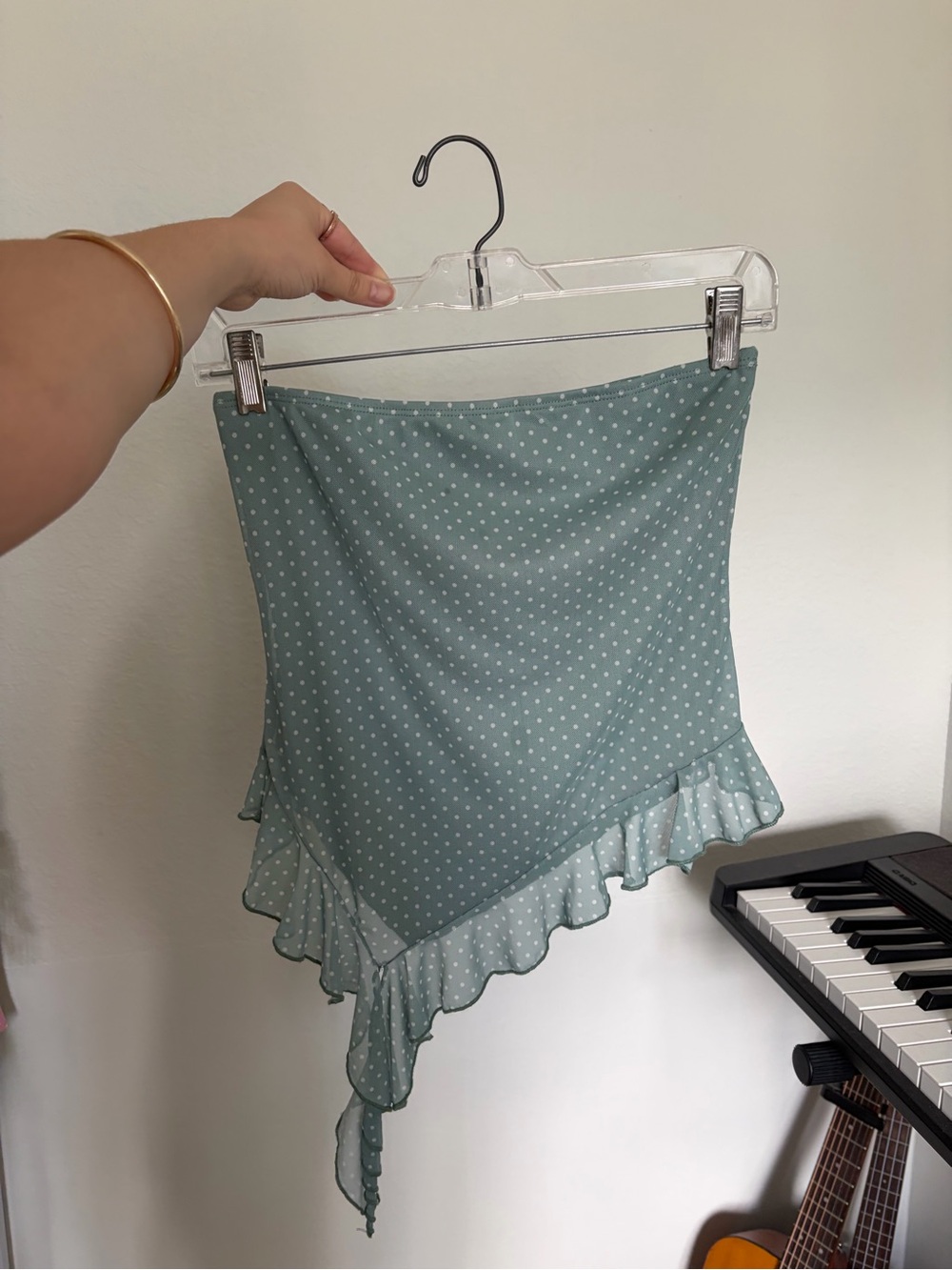 Polka Dot Ruffle Asymmetrical top